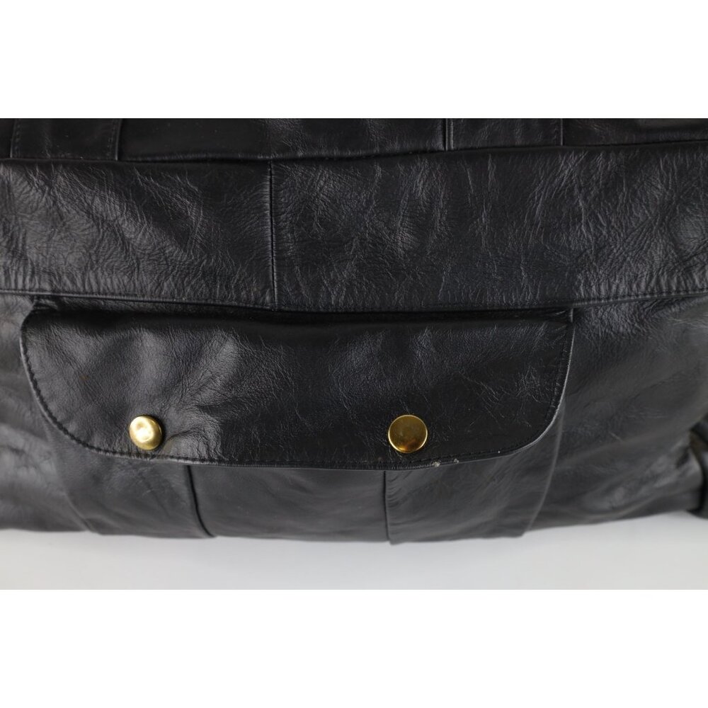 Vintage 90s Streetwear Distressed Soft Leather Duffel Bag Carry On Weekender - Picture 2 of 12